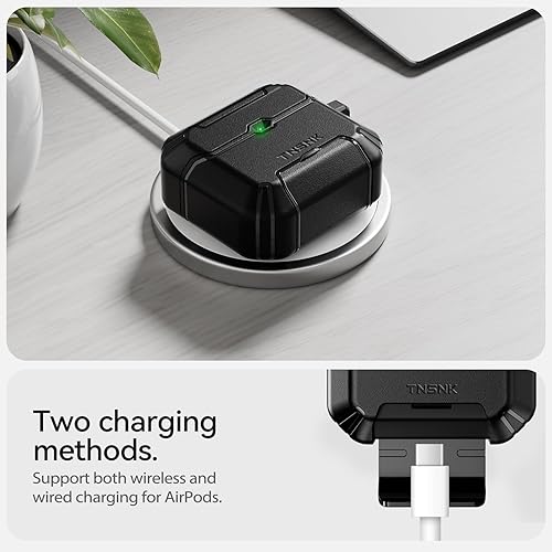 Miniatura 4 de Funda para AirPods 4 con cerradura y soporte para teléfono, funda protectora resistente a prueba de golpes con mosquetón y kit de limpiador