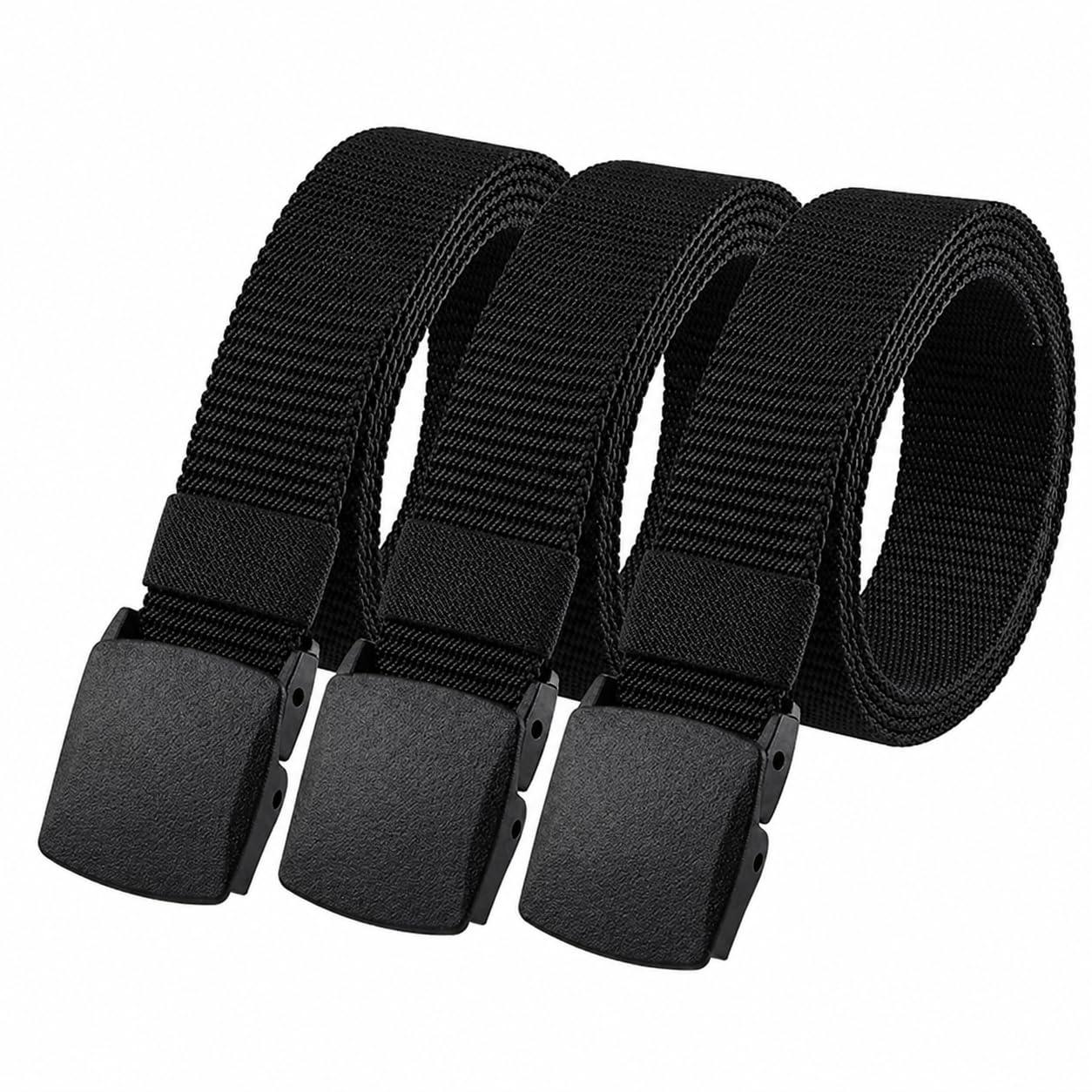 Huiguli Gürtel Herren, 3 Stück Arbeitsgürtel Herren aus Nylon, Verstellbar Stoffgürtel mit Kunststoffschnalle, Unisex Gürtel für Schneller Pass durch die Flughafensicherheit