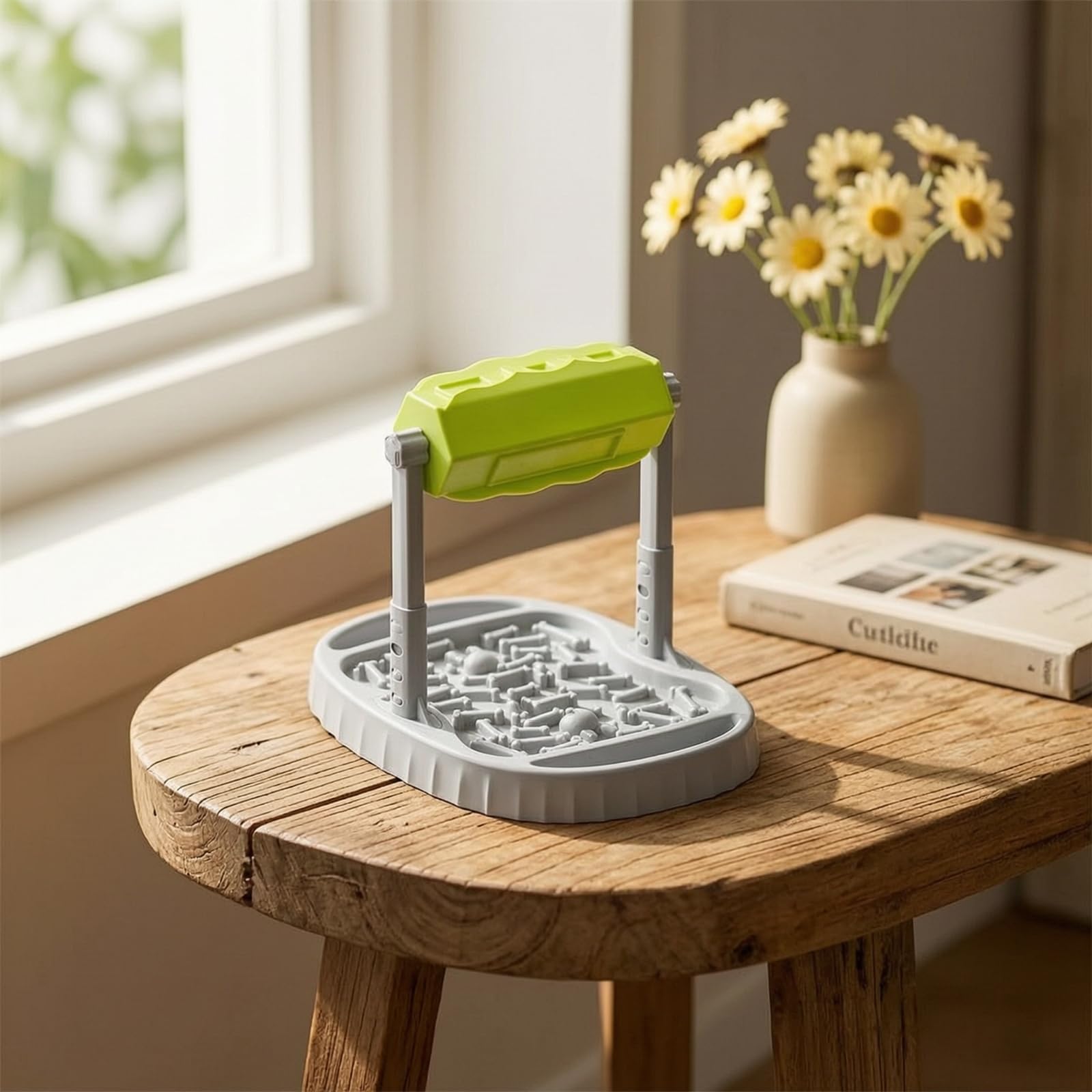 Gamelle Anti-glouton Distributeur Interactif Mangeoire Labyrinthe Puzzle Rotatif Mécanisme Réglable en Hauteur en Libère Les Croquettes Lentement, Bleu