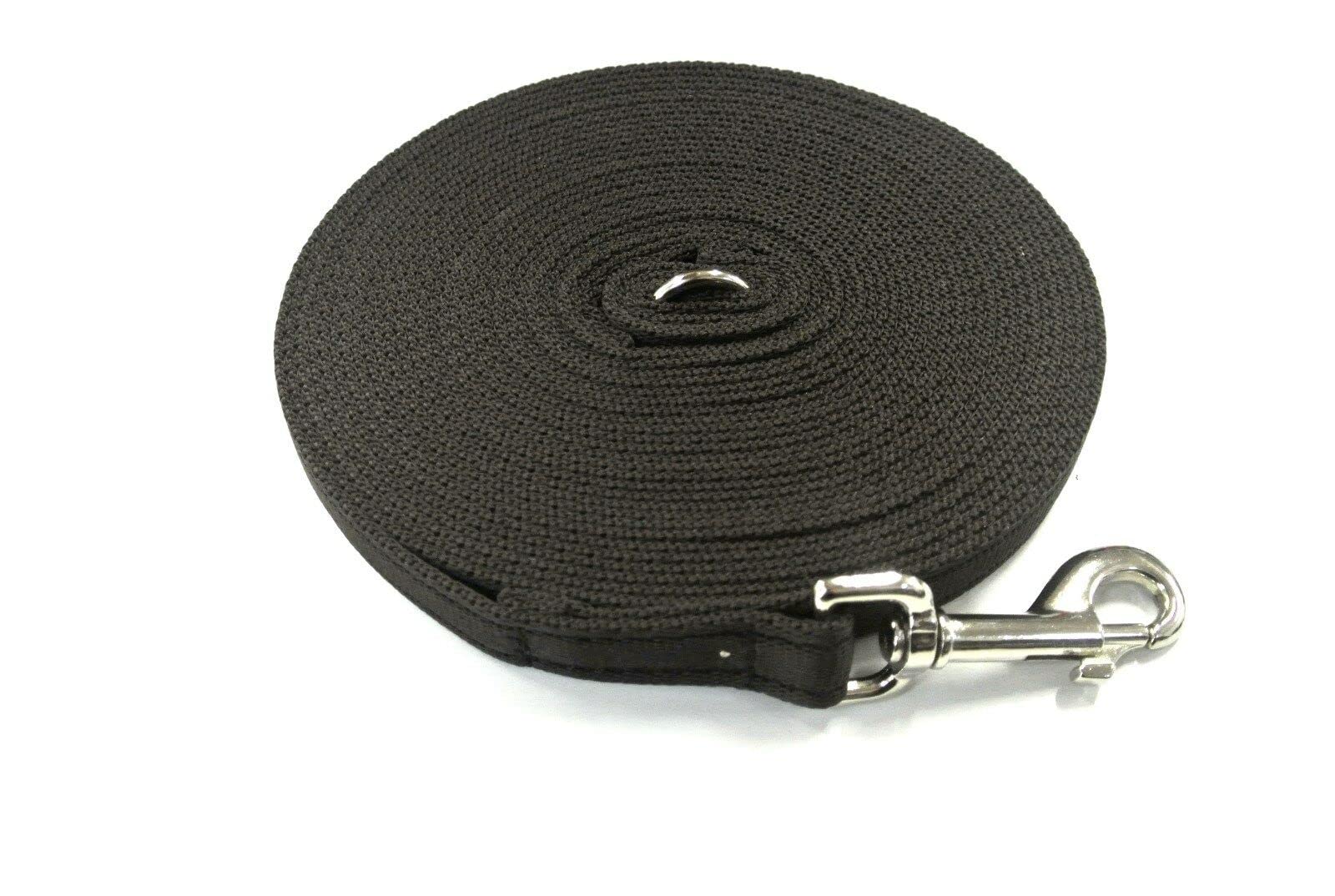 20ft Dog Training Lead 6 Metre Leash Horse Lunge Line Tracking Recall Obedience In Cushion Webbing (Brown, 20mm)