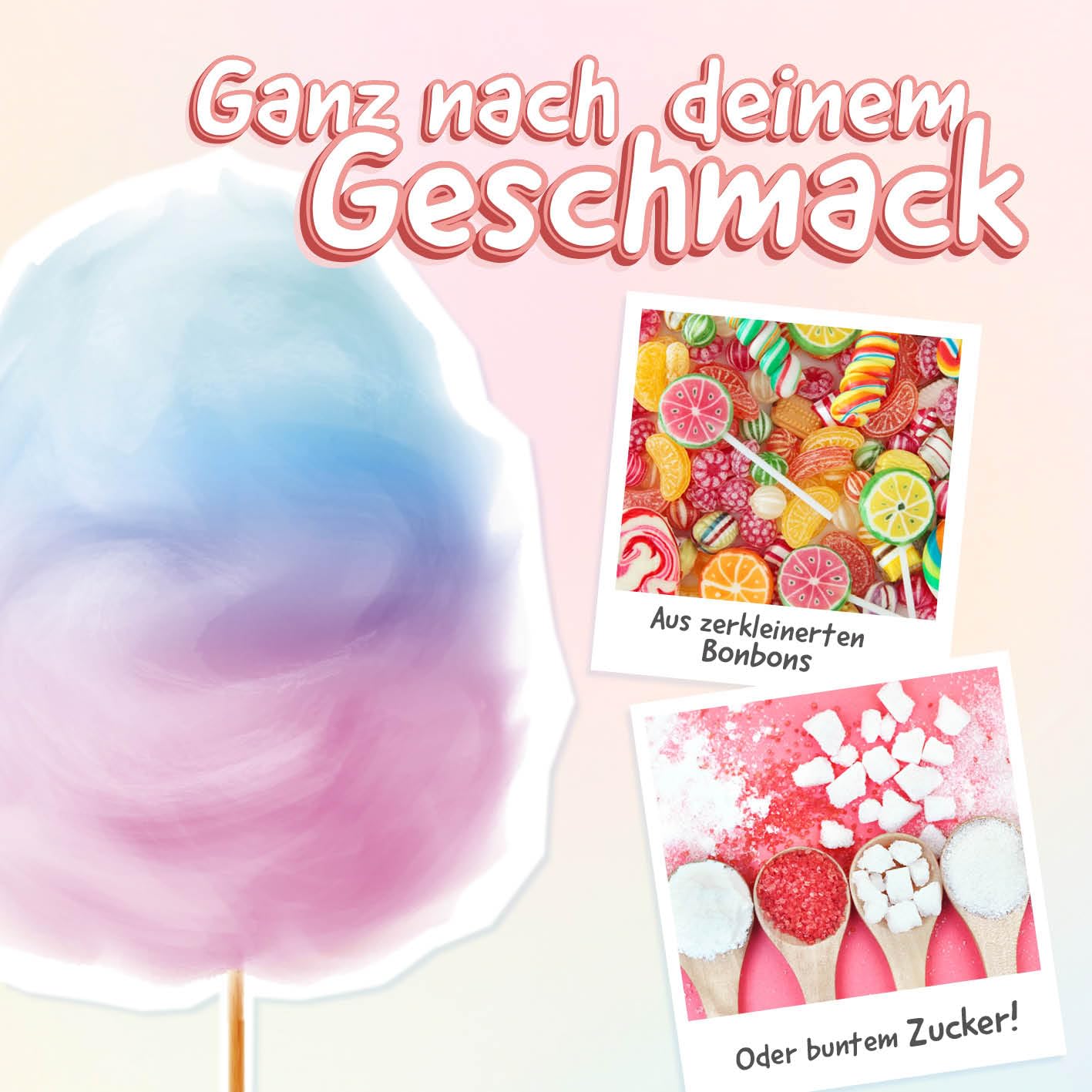 GOURMETmaxx Zuckerwattemaschine Retro Cotton Candy Machine Nostalgie mit Zubehör Rot Weiß