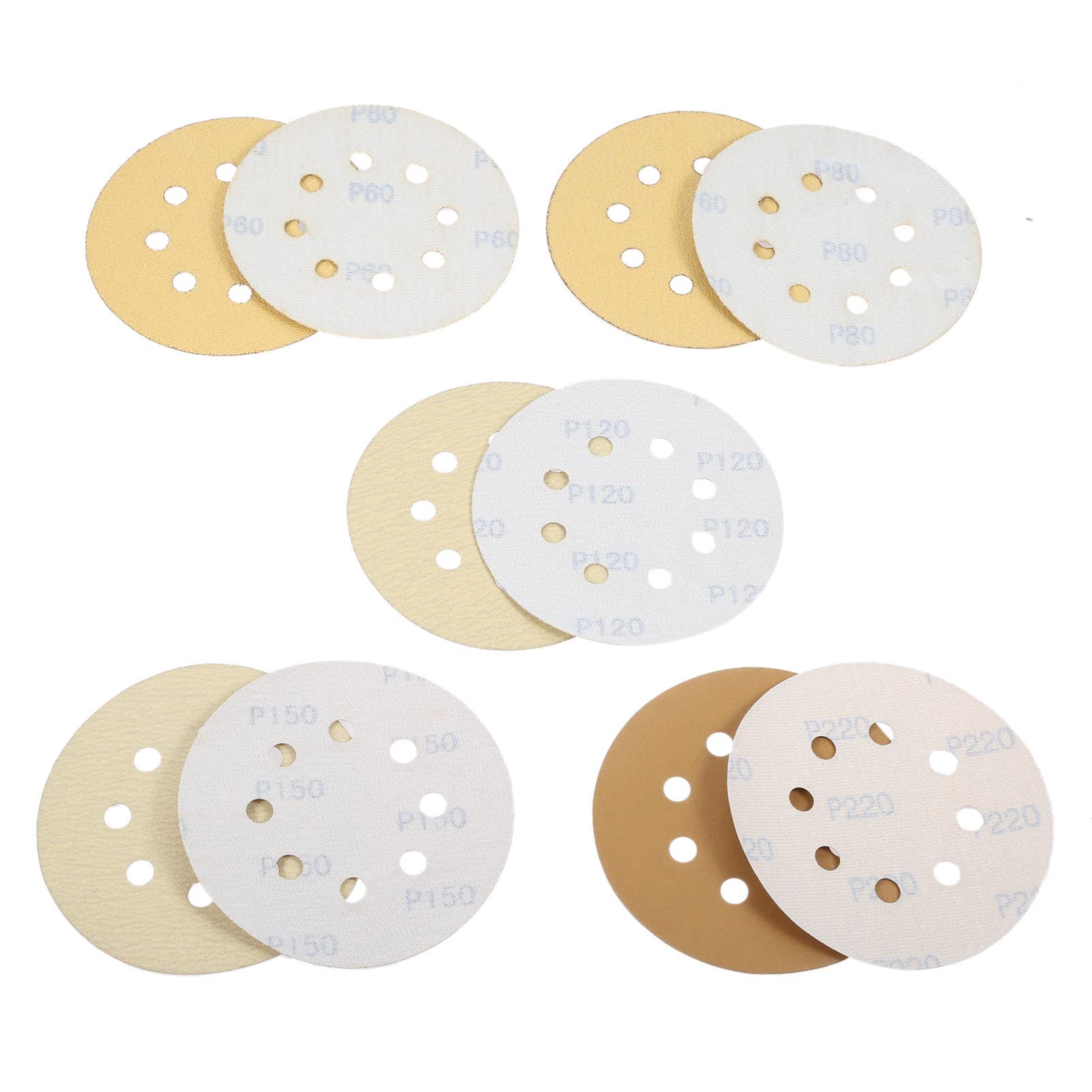 100pc 5 Pollici 125mm Dischi Abrasivi Rotondi Foglio Di Lucidatura Carta Vetrata Levigatura Tampone Per Lucidatura 60 80 120 150 220 Utensile Abrasivo A Grana