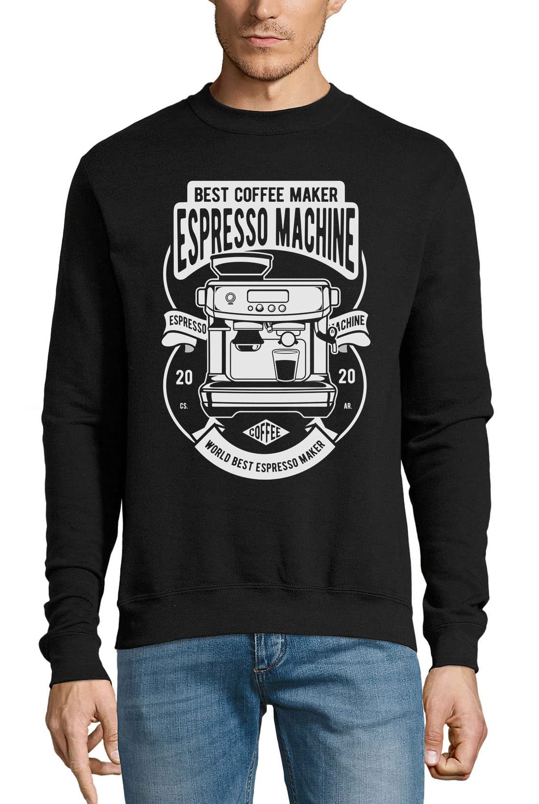 Ekspres do espresso najlepszy ekspres do kawy bawełniany sweter bluza sweter czarny XXXL