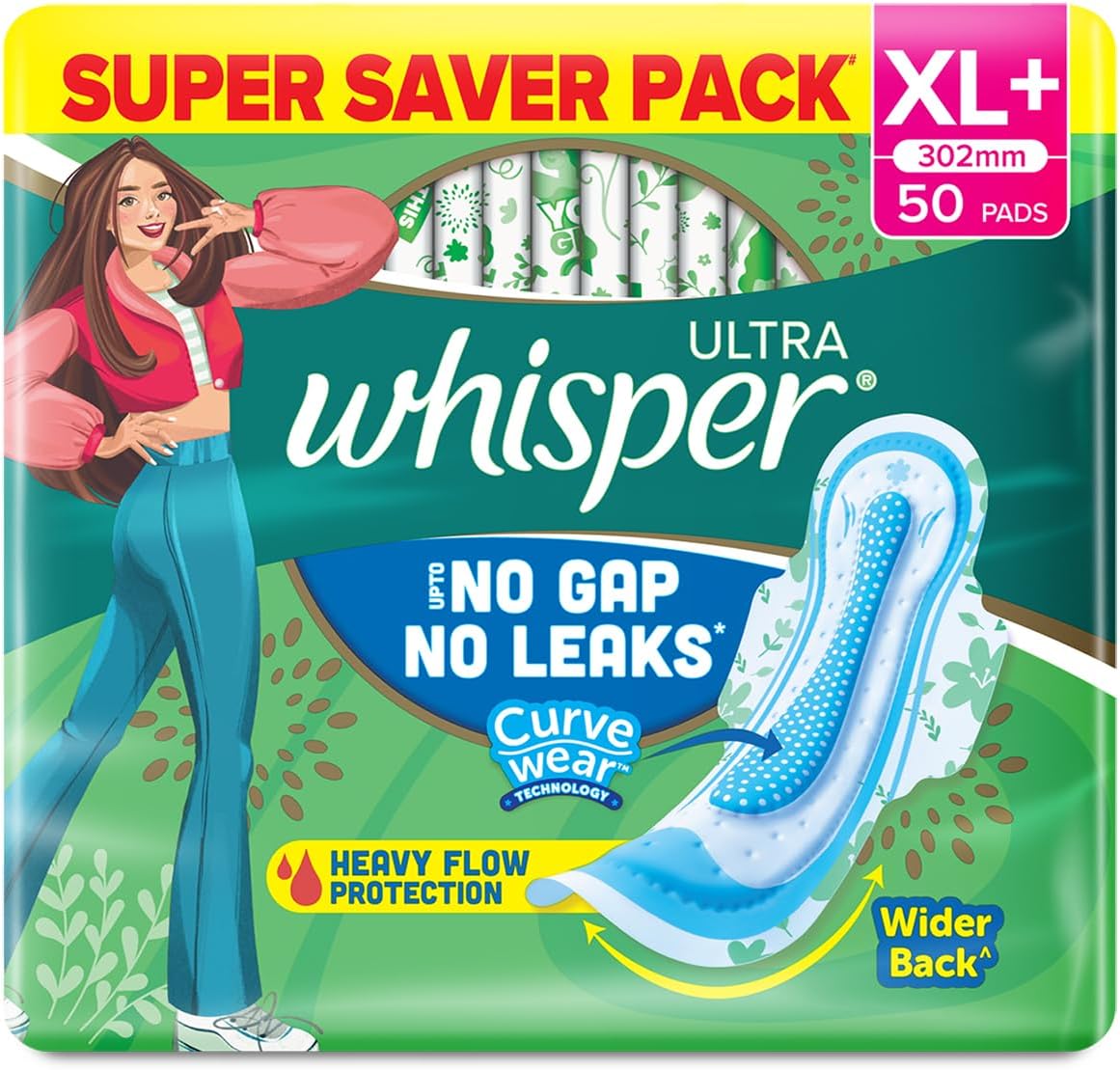 Ultra Clean Sanitary Pads for Women, XL+ (50 Napkins)