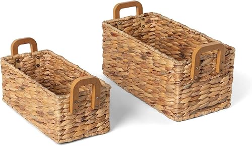 Park Hill Collection EAW20617 Cesta de almacenamiento de rectángulo de jacinto de agua tejida, 15.50 pulgadas de longitud