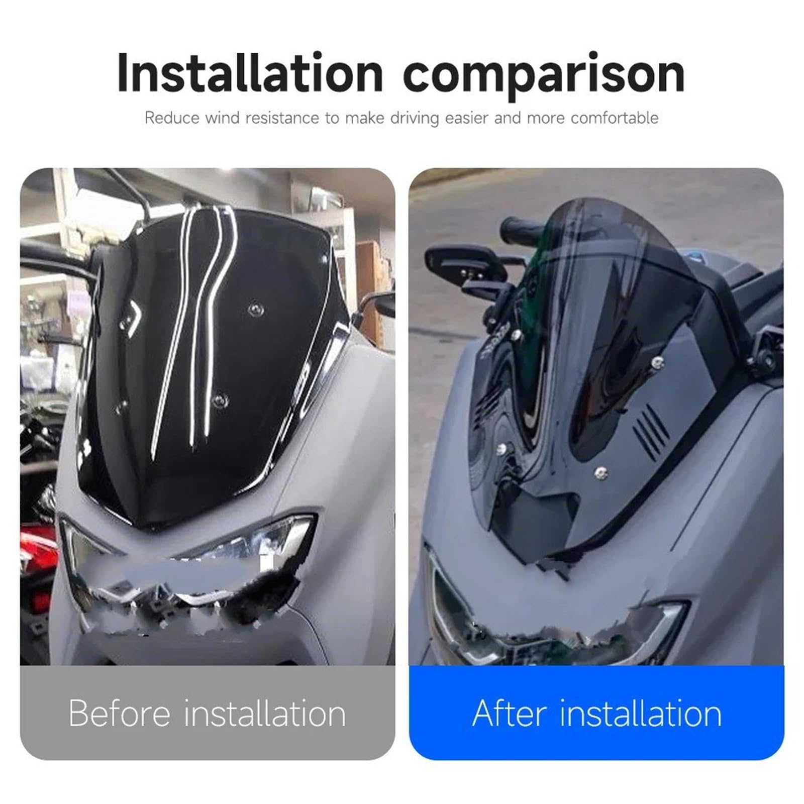 Parabrisas Cúpula Windshield para Nmax155 para N-MAX 155 N-max155 2020-2024 Parabrisas Delantero De Motocicleta Protector Pantalla Viento Deflector(Black)