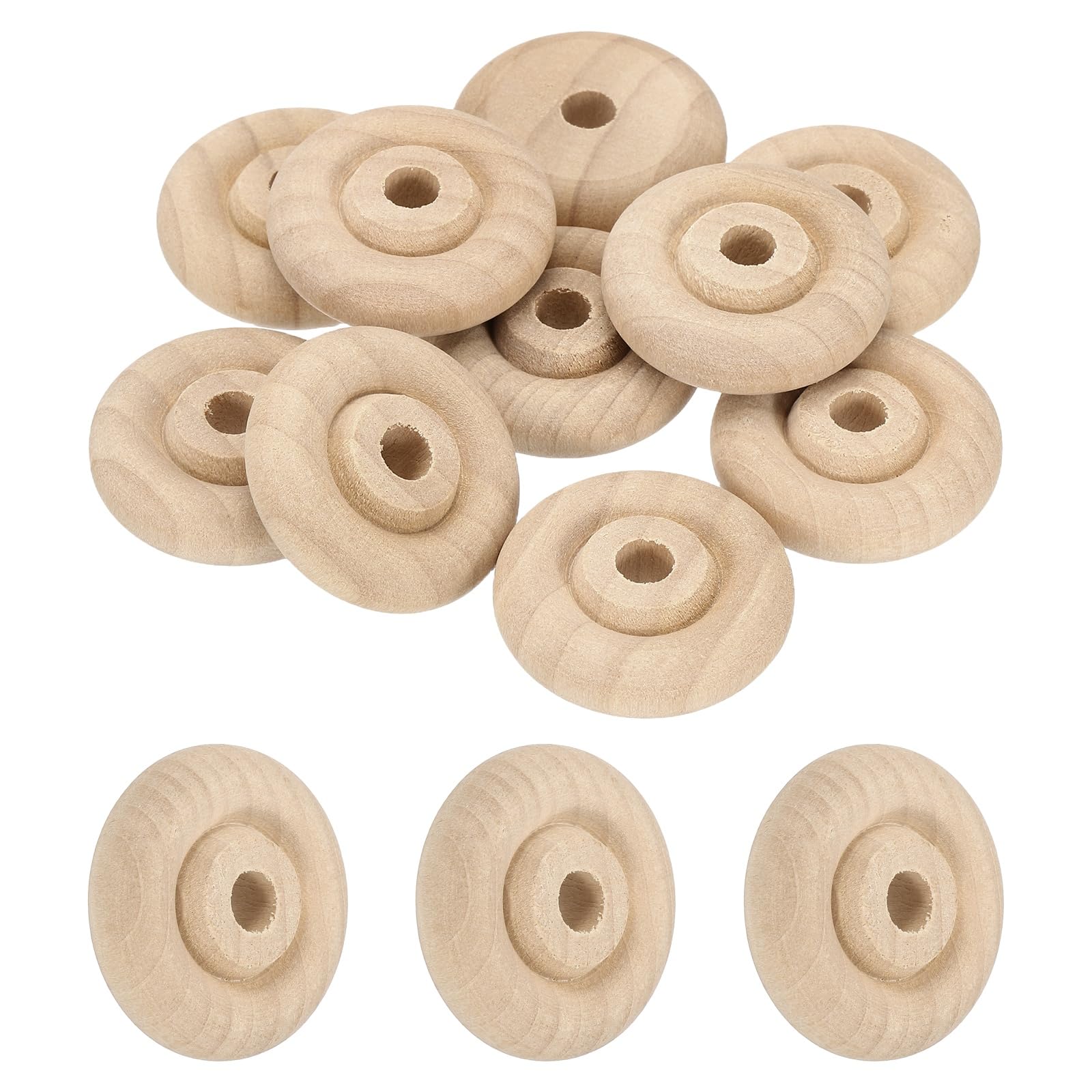 sourcing map 10 Pcs Wooden Wheels, Unfinished Wooden Craft Wheels for Crafts DIY Toy Cars Painting Colors Woodworking Projects, 1.25 Inches Diameter