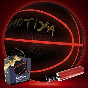 OMOTIYA Glow in The Dark Basketball, LED Light Up Basketball, Night Glowing Ball, Boys Girls Sports Gifts Accessories 8-12 Year Old, Toy Basketball Gifts Ideas for Age 8, 9, 10, 11, 12, 13+ Kid Teens