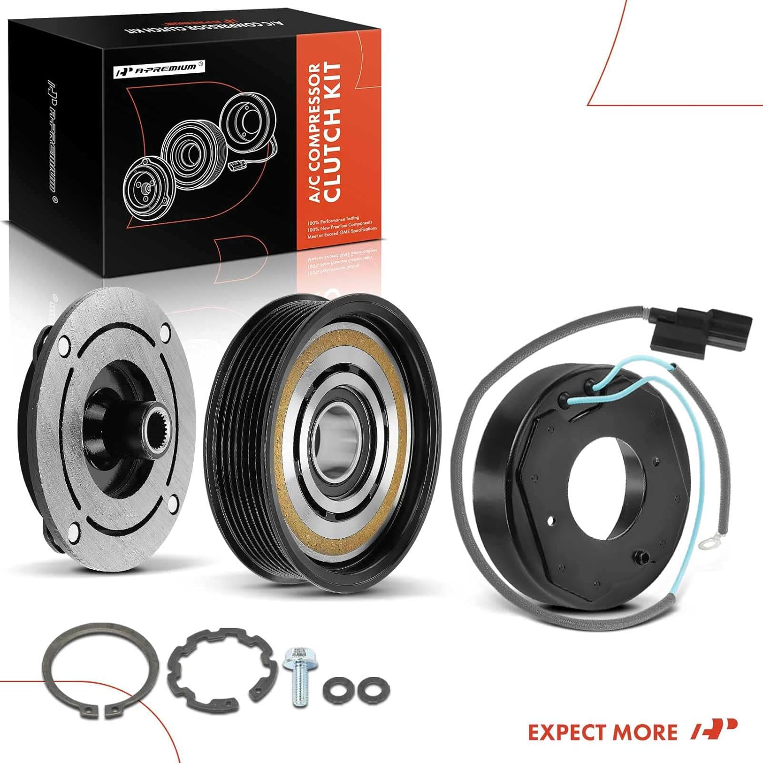 A-Premium Air Conditioner AC Compressor Clutch Kit Compatible with Honda Element 2003 2004 2005 2006 2007 2008 2009 2010 2011 2.4L