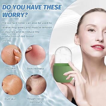 2 Pcs Ice Roller for Face and Eyes, Reusable Ice Face Roller Effectively Puffiness Relief Contours Brighten Tighten Skin Anti Wrinkle Shrink Pores
