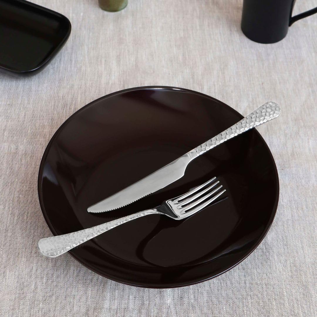 Pintinox Set di posate Ares 24 pezzi in acciaio inox 18/0 nickel free, finitura martellata