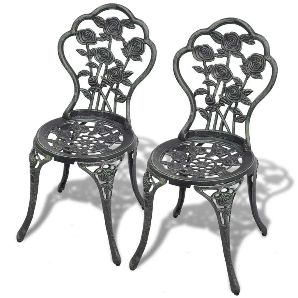Chaises de bistro d'extérieur en aluminium vert - Chaises de jardin et à dîner