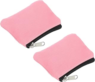 PATIKIL 3" x 5" Coin Purse Pouch, 2 Pack Change Purses Small Organizer Bags with Zipper Canvas for Home, Pink