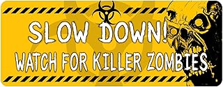 Makoroni Slow Down! Watch for Killer Zombies Zombie, CAR Magnet-Magnetic Bumper Sticker, DesL75