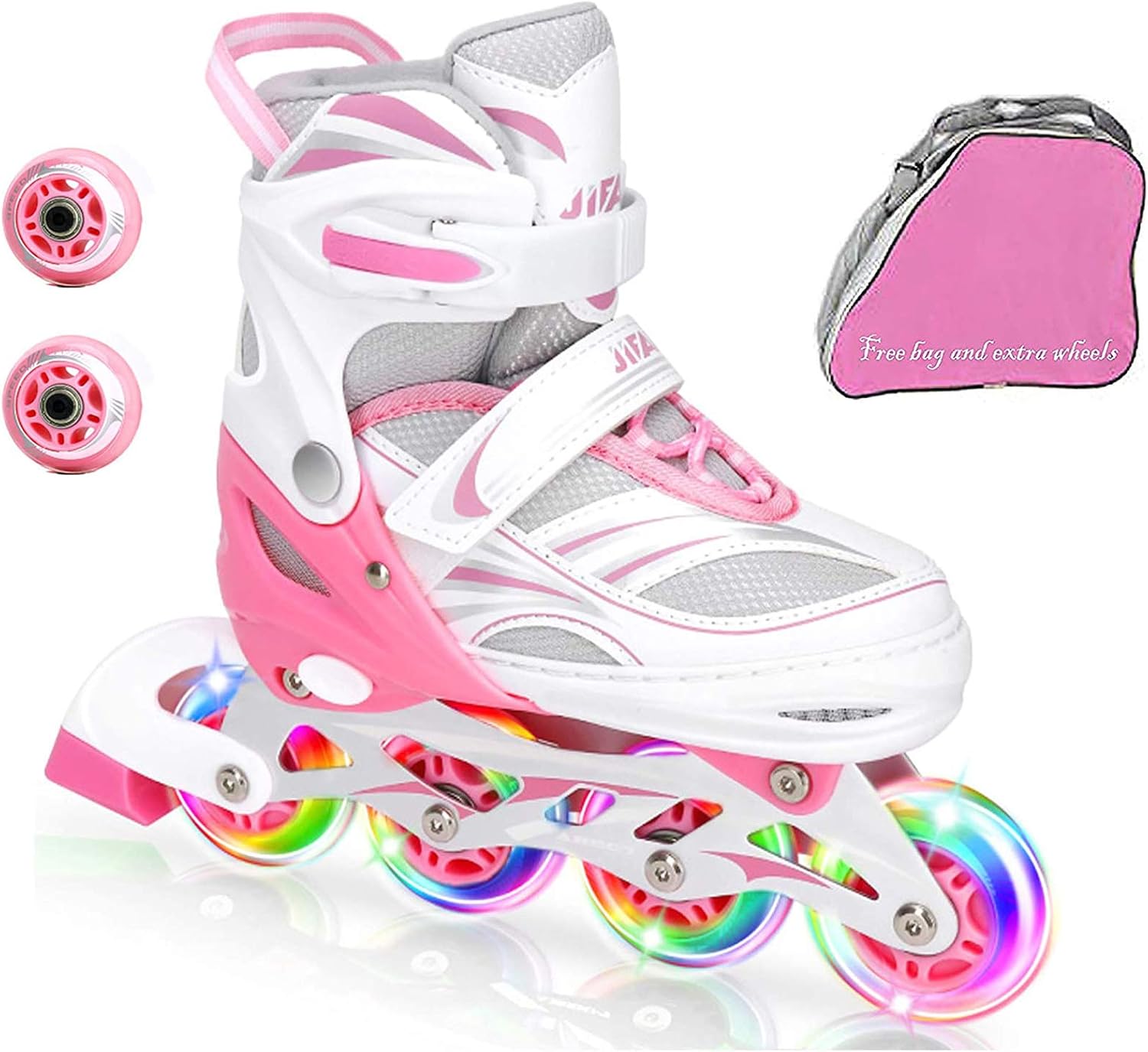 Adjustable Inline Skates(Includs Skate Bag & 2pcs Light up Skate Wheels)for Kids with Full Light Up Wheels, Outdoor Roller Skates for Girls and Boys, Children's Inline Skates for Indoor & Outdoor Skating for Boys, Girls : Sports & Outdoors