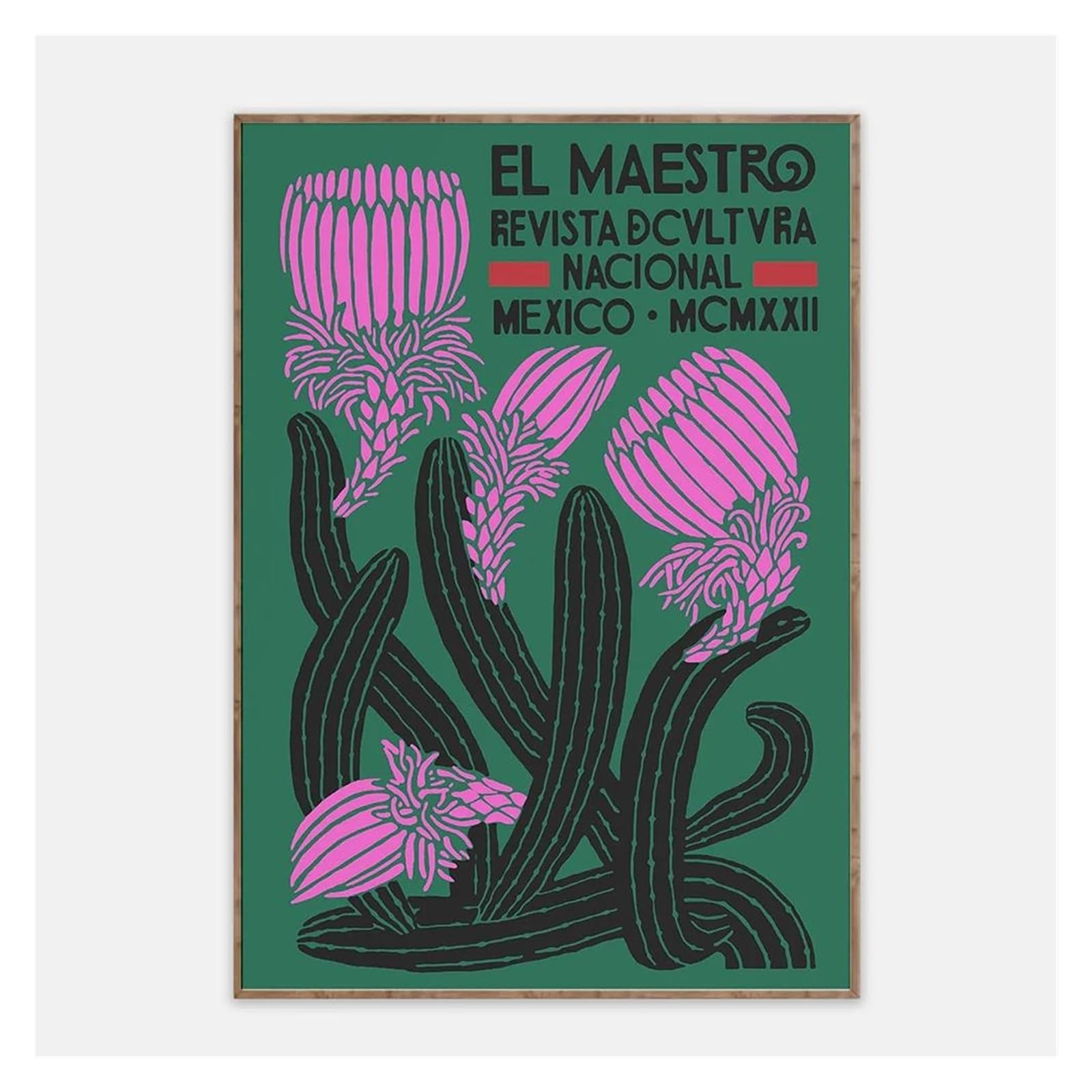 Carteles vintage de cultura mexicana y cuadros de cactus floreciente XENITE 50x70