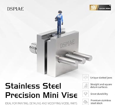 DSPIAE Stainless Steel Precision Mini Vise Grip Width 0.88inch - 0.22inch for Miniature Soldier Fixed Parts Model Tools (AT-MV)