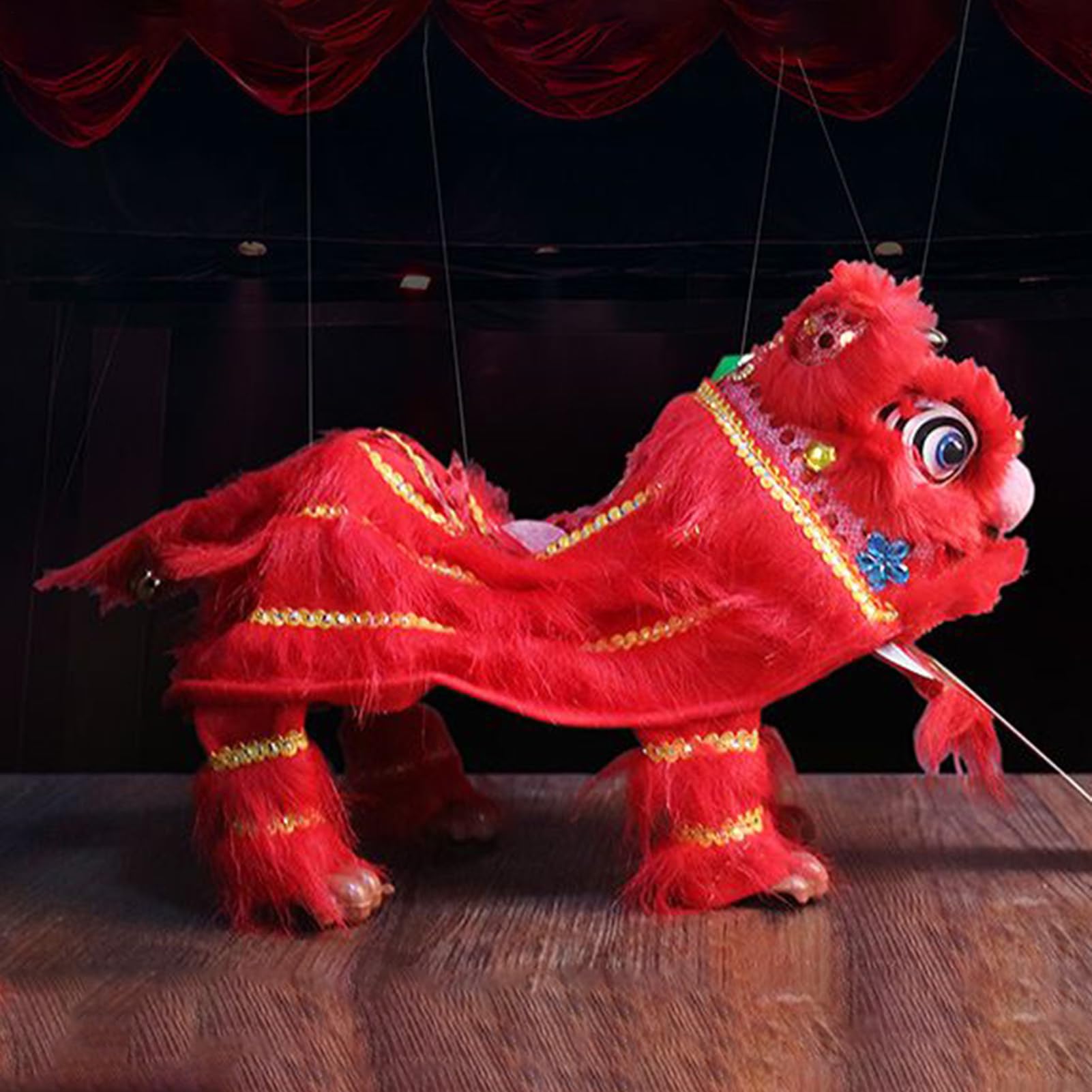 Fadenpuppe Mit Stock, Löwentanz Traditionelle Chinesische Marionette Mit Faden Und Stab, Handgefertigtes Kunsthandwerk Spielzeug Für Feste Heimunterhaltung Kunst, Lokale Theateraufführungen