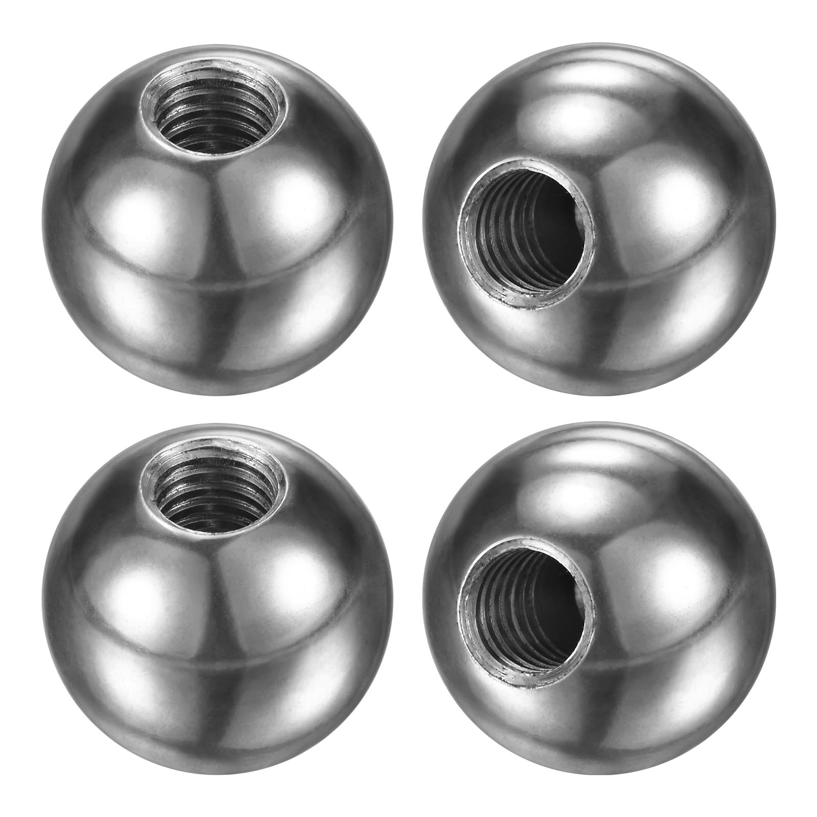 M METERXITY 4Pcs Pomelli A Sfera Filettati, M6x16mm 304 Acciaio Inossidabile Filettatura Femmina Tappo A Sfera Per Illuminazione/Macchinari/Fai Da Te, Tondo Tappo A Vite [Argento]