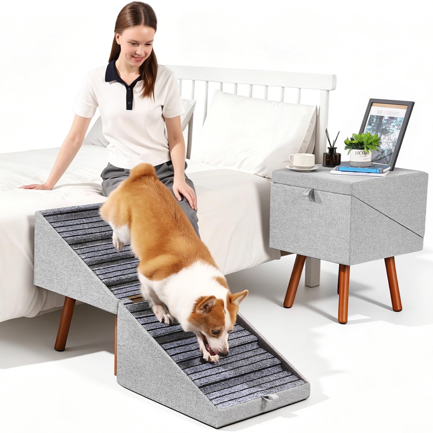 Photo 1 of 2-in-1 Ottoman Pet Stairs Dog Stairs for Small Dogs (8-Steps)