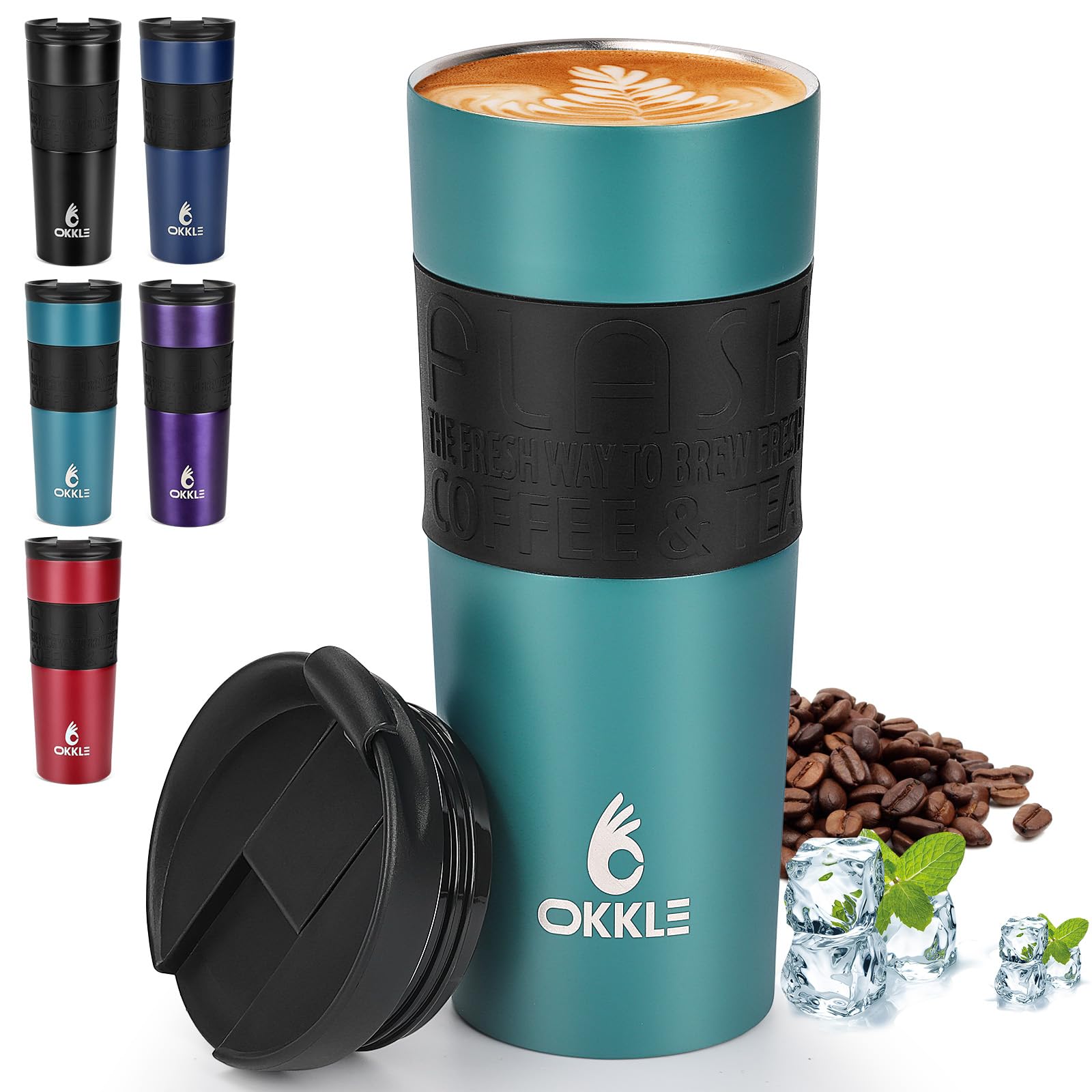 Travel Mugs for Hot Drinks 600ml, Insulated Coffee Mug with Leakproof Lid BPA-Free Coffee Travel Mug, Vacuum Insulation Stainless Steel Cup for Hot and Cold Coffee and Tea
