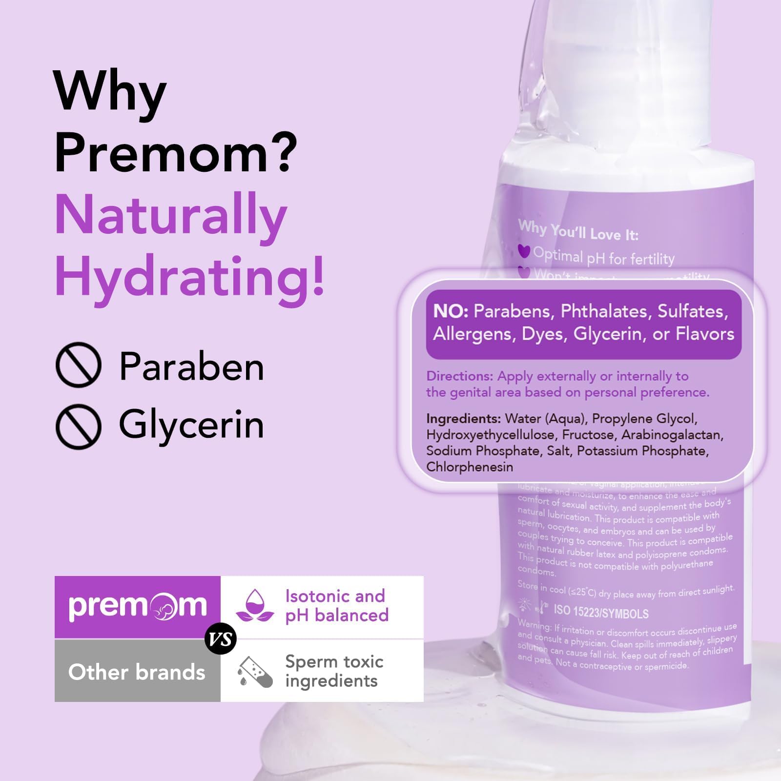 Premom Persönliches Fruchtbarkeitsgleitmittel: Glycerinfrei, Parabenfrei, pH-ausgeglichene, wasserbasierte Formel, 4 Fl Oz, spermienfreundliches, nicht klebendes Gleitmittel für den intimen Gebrauch