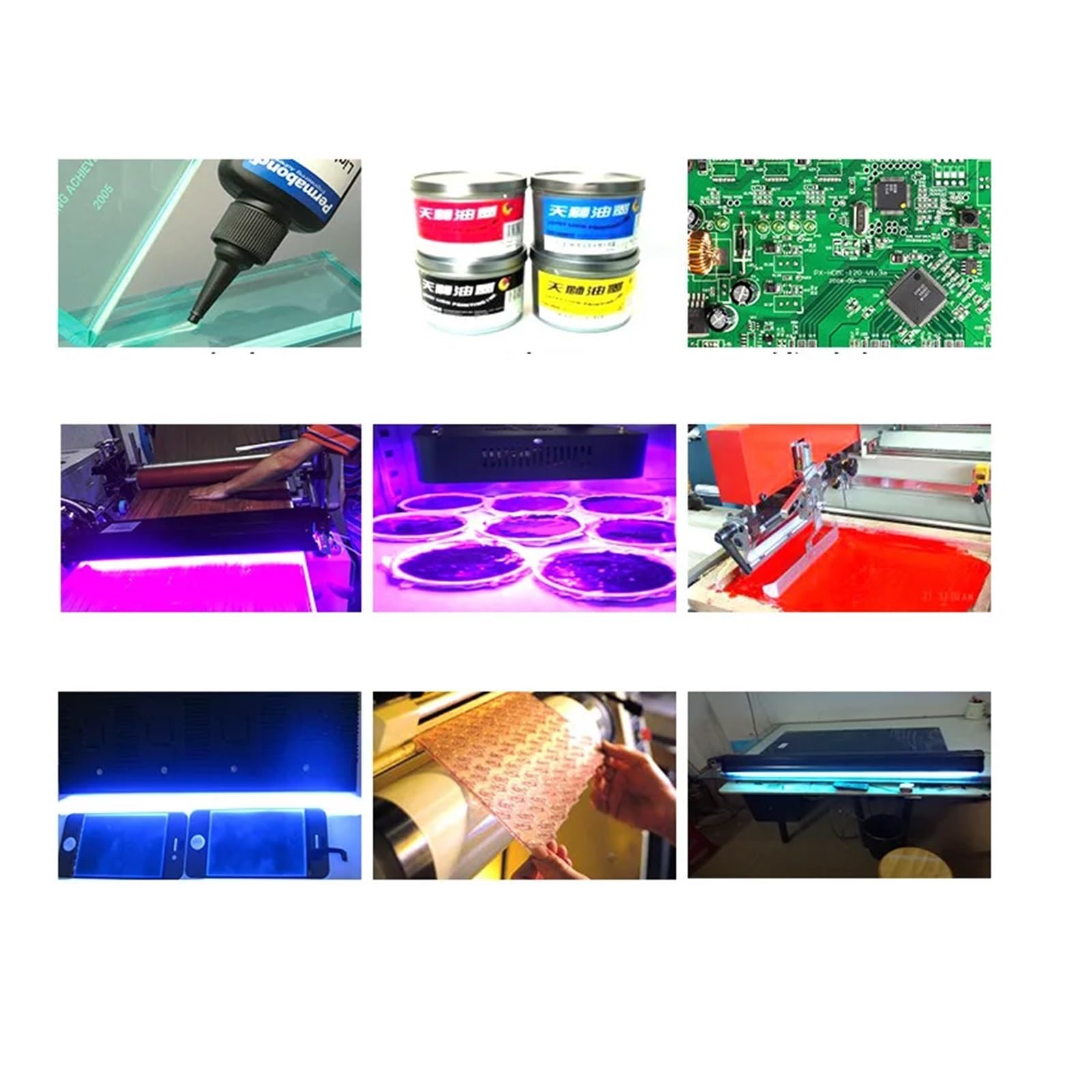 Lampada per polimerizzazione UV LED Ad Alta Potenza Ventola UV Polimerizzazione Luce 1500W 395nm 405nm 365nm Colla Inchiostro UV Olio Verde Ombra Stampa 3D Resina polimerizzatrice Luce(365nm)
