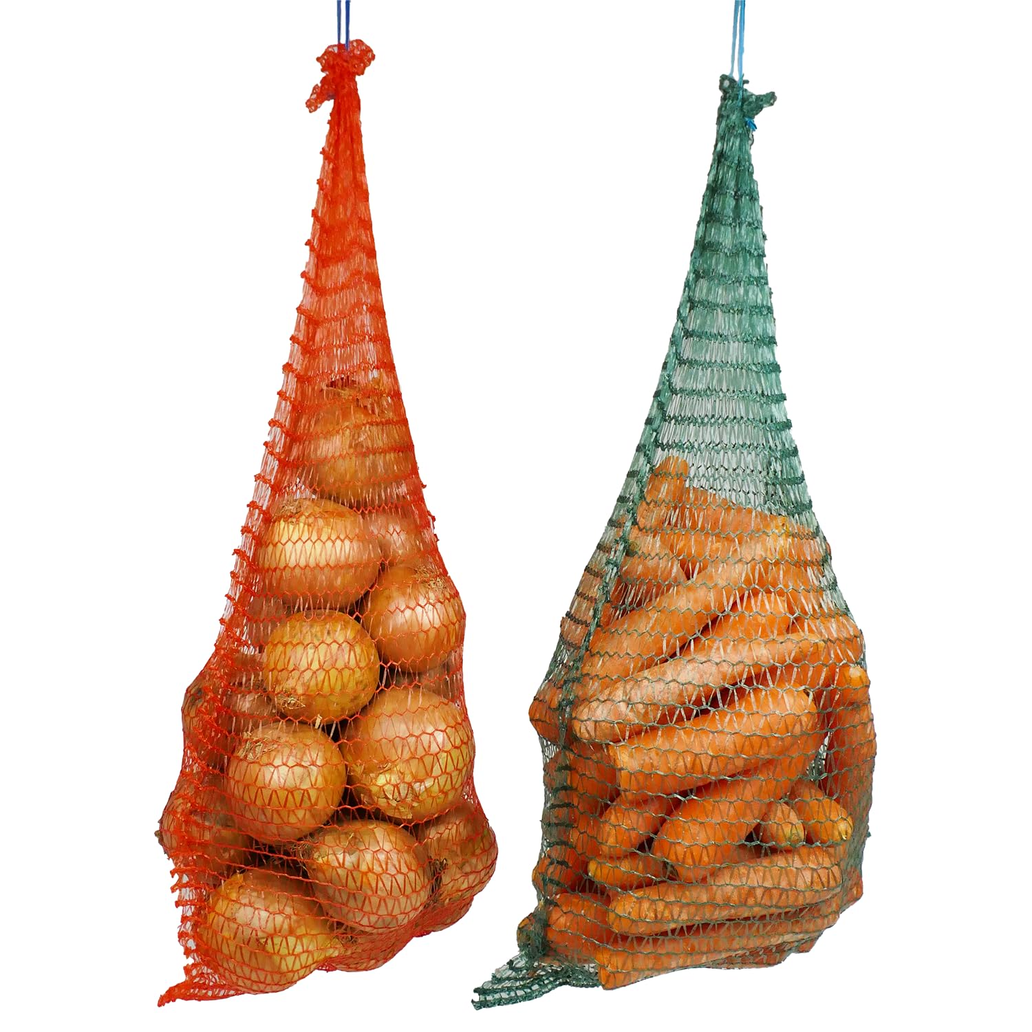 Sackmaker Orange Net Bags - Hanging Net Bags For Onions, Vegetables, Carrots, Fruits, Logs - Heavy Duty - Vegetable Nets, Onion Nets - Choose Your Quantity