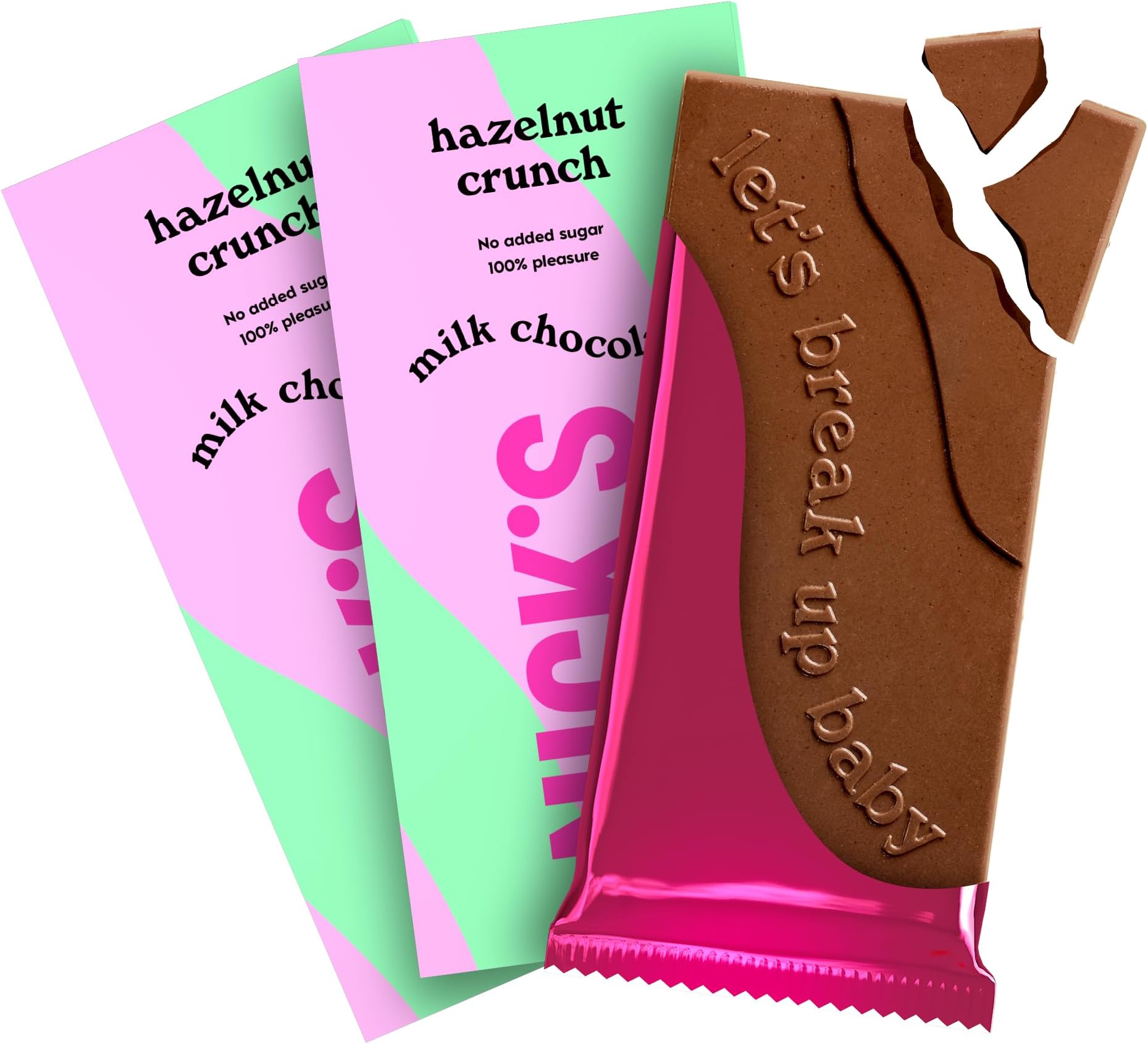NICKS Keto chocolate blocks, Milk chocolate hazelnut crunch no added sugar, low carb, gluten free, without palm oil (3x75g)