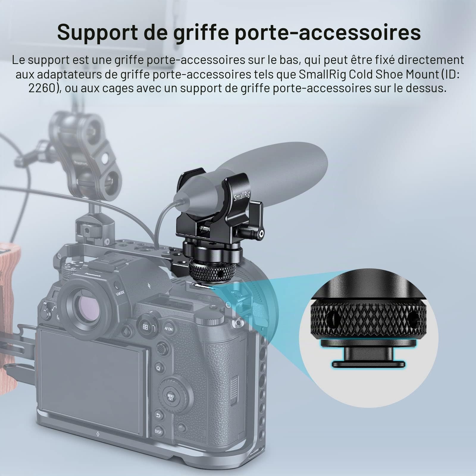 SMALLRIG Support de Microphone avec Adaptateur Cold Shoe 2352
