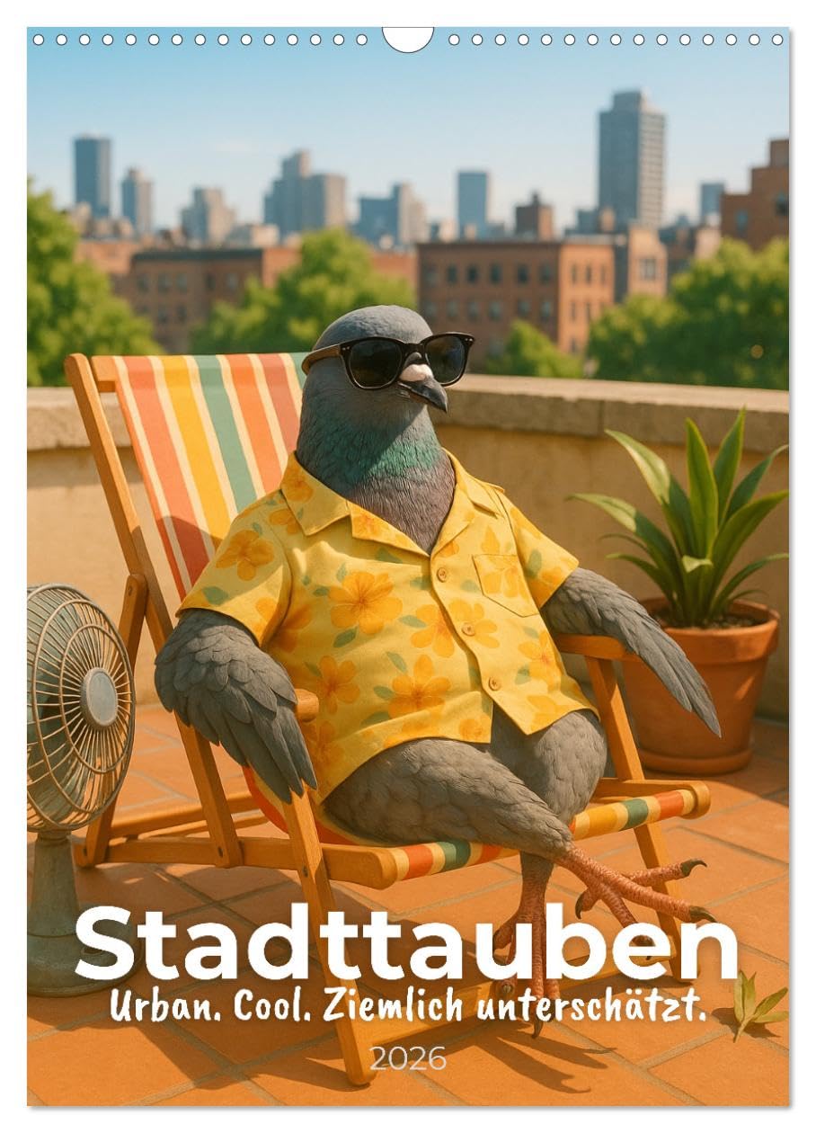 City pigeons - Urban. Cool. Quite underrated. UK-Version (Wall Calendar 2026 DIN A3 Portrait), CALVENDO 12 Month Wall Calendar โ image 1