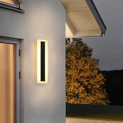 LamQee Lámpara de pared moderna para exteriores para casa, luces lineales de porche y patio, lámpara LED de montaje en pared, lámpara de montaje en