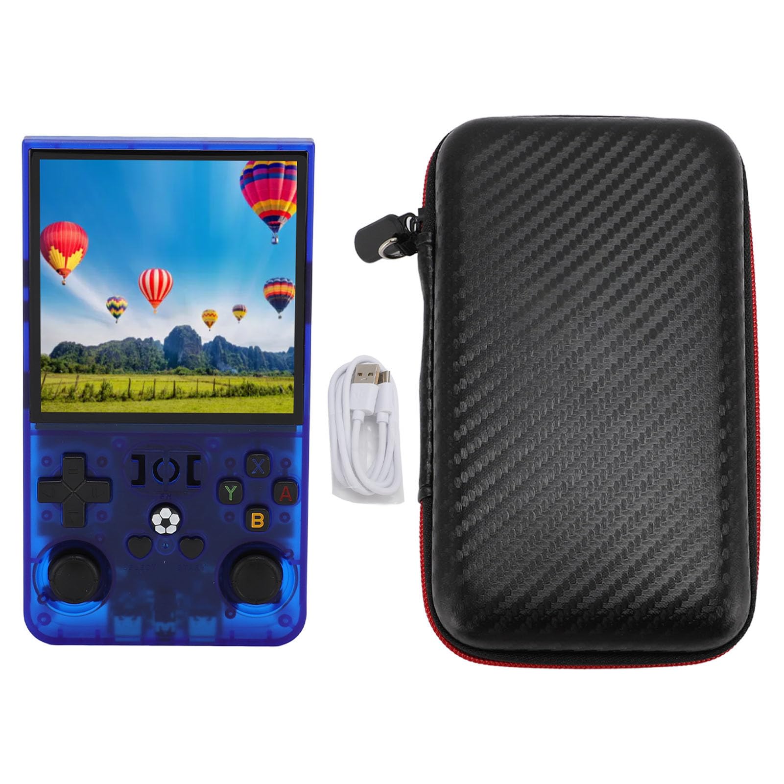 Console di gioco portatile, console per videogiochi retrò con schermo IPS da 4 pollici, dispositivo di gioco portatile open source con chip RK3326 a 64 bit e batteria da 4000 mAh p (128 GB)