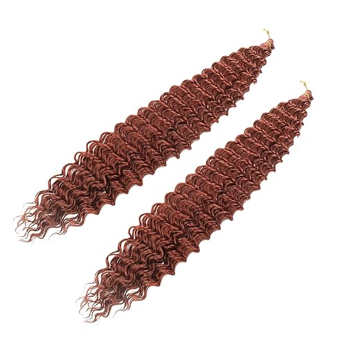 Miniatura 10 de BATISI Cabello ondulado de ganchillo de 18 pulgadas, 1b negro ondulado profundo, rizado, trenzado, 1 paquete de cabello sintético rizado para