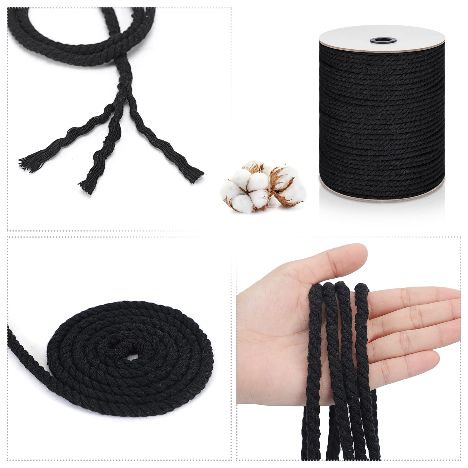 Cuerda De Macramé De 6 Mm X 175 Yardas | Cuerda De Macramé 100% Algodón