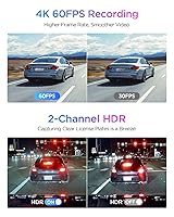 Vista 4 de VIOFO A329S 4K 60FPS Cámara de salpicadero delantera y trasera, cámara Dual de salpicadero 4K+2K para autos, modo de estacionamiento de ahorro