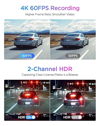 VIOFO A329S 4K 60FPS Dash Cam Front and Rear, STARVIS 2 HDR, Wi-Fi 6 | 4K Front + 2K Rear, Dual STARVIS 2 Sensors, Low-Light Clarity, Power-Saving Parking Mode, GPS & Up To 4TB SSD Support