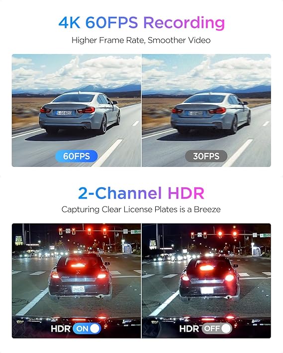 Viofo A329S Front+Rear with 2 Cameras 4K 60FPS+2K Wi-Fi 6 HDR STARVIS 2 Sensor SSD Supported Vehicle Camera with GPS