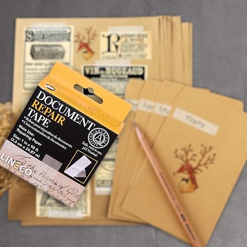 Miniatura 4 de Lineco, Cinta de reparación de documentos de archivo, 1 pulgada x 98 pies, translúcida sin ácidos, para documentos de papel de reparación, libro,