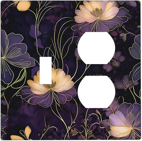 Miniatura 49 de Cubiertas de salida de textura abstracta moderna de mármol líquido Pintura abstracta púrpura Arte de pared Cubiertas de toma 1 banda Interruptor de