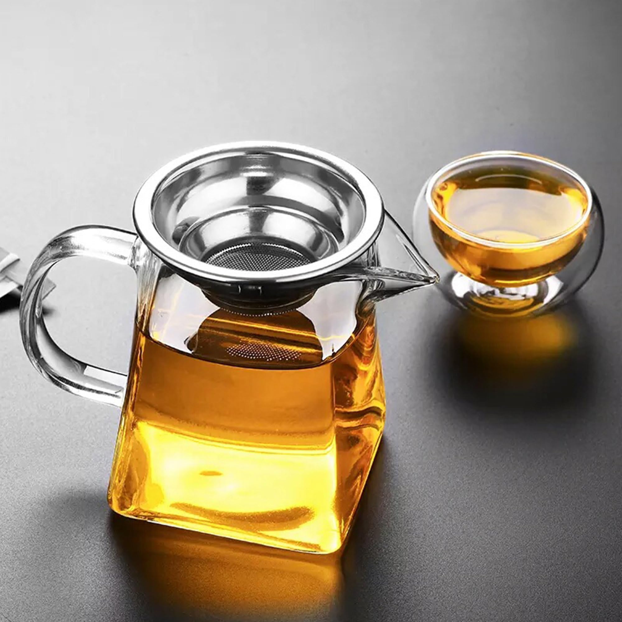 YUEMING Teekanne aus Glas, 550 ml, Teekanne mit Sieb aus Edelstahl, hitzebeständig, Teekanne aus Glas für Blüte, losen Tee