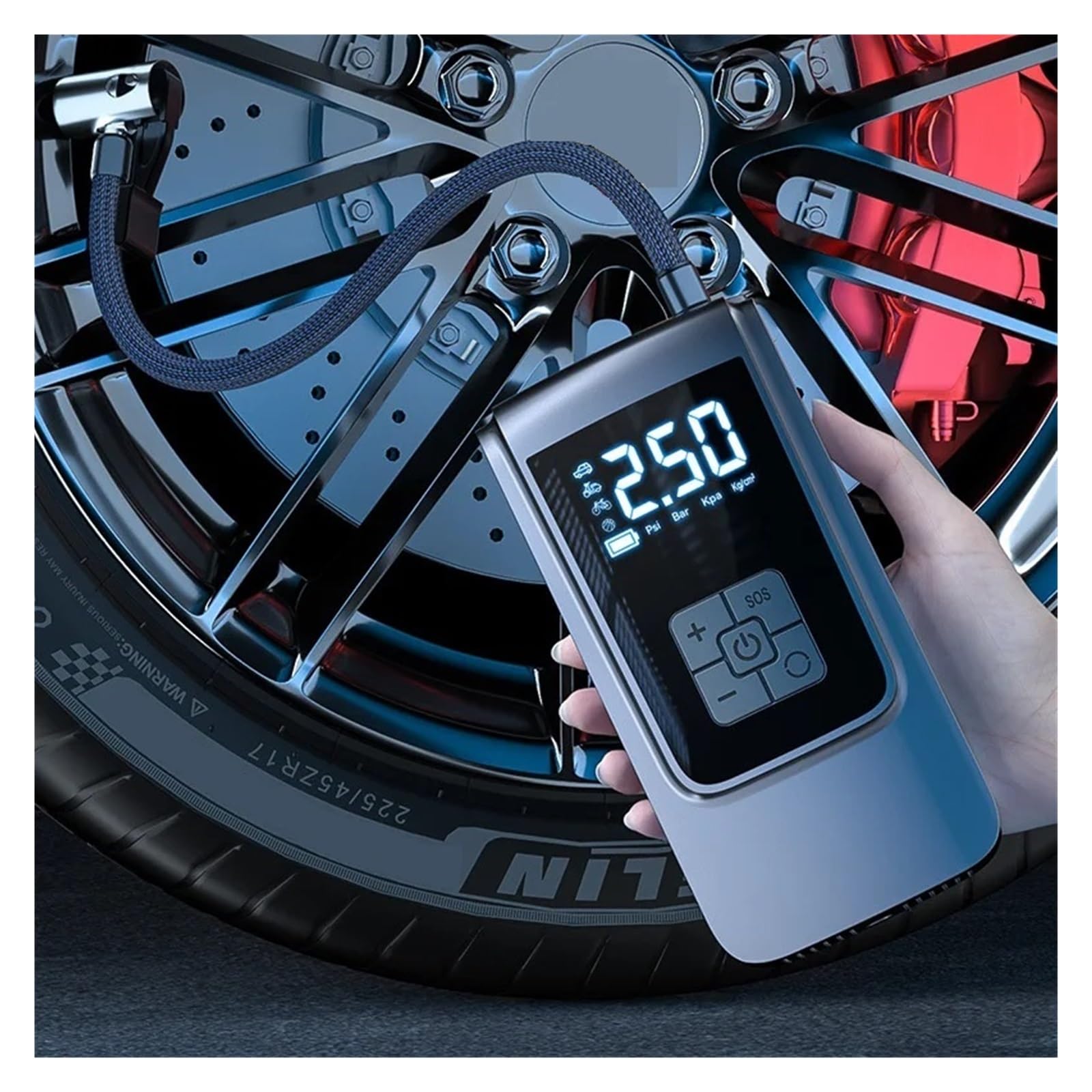 7.4/12V Pompa Di Aria Digitale 150PSI Intelligente Compressore D'aria HA CONDOTTO LA Luce Senza Fili/Cablato Compressore D'aria 6000mAh Cordless Pompa Della Gomma For Il Motociclo Gonfiatore Rapido(ST