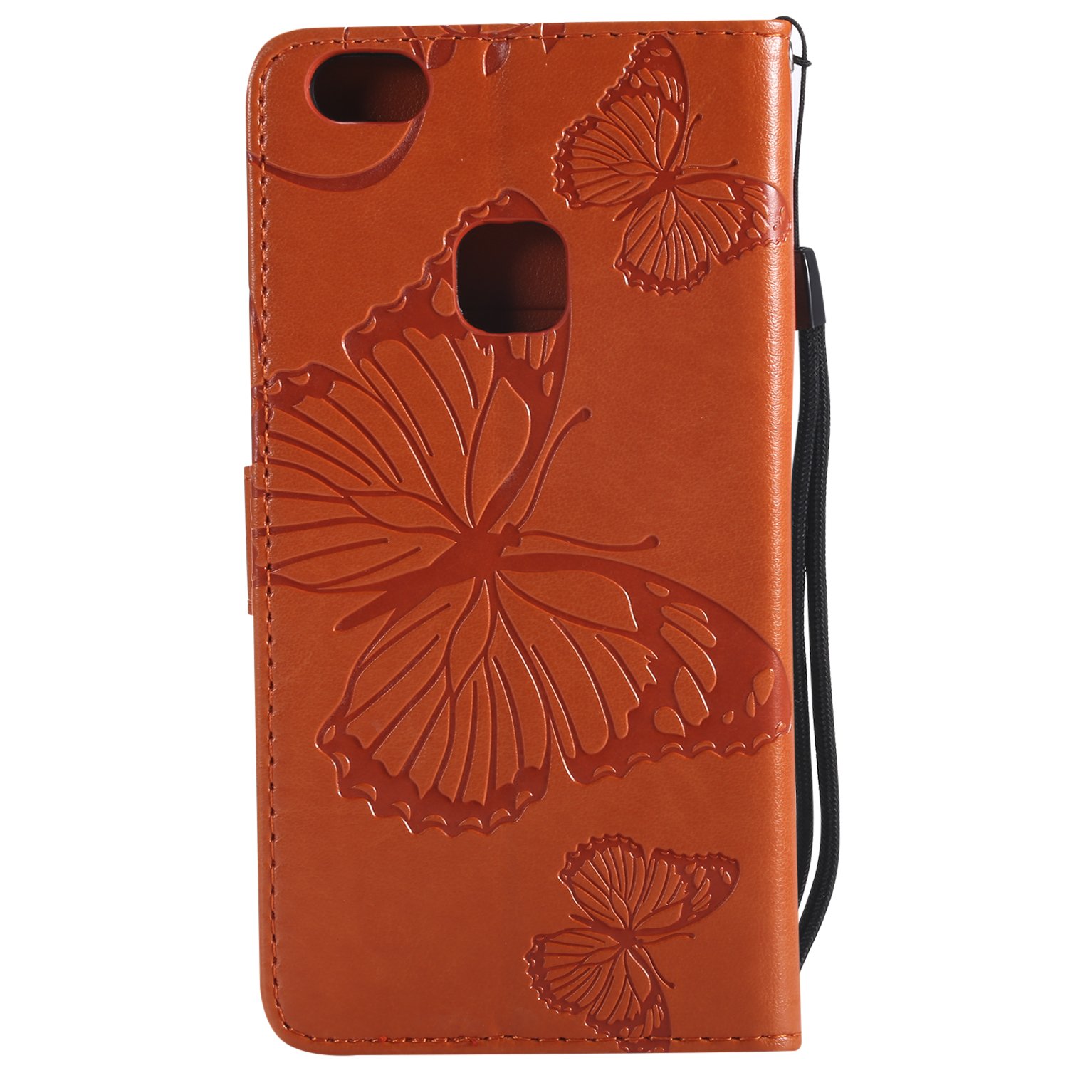 KANVOOS Cover per Huawei P10 Lite, custodia protettiva in pelle PU, antiurto, a portafoglio, a portafoglio, per Huawei P10 Lite (grigio