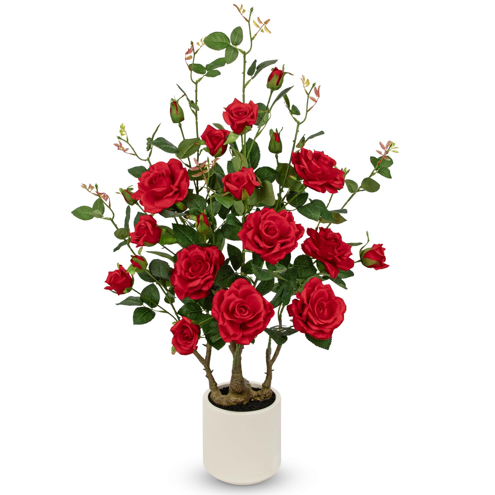 Plante artificielle en pot 90 cm grand rosier réaliste Briful