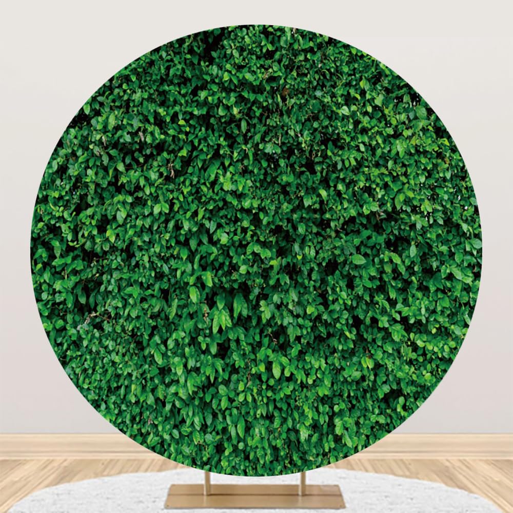 Chloroplastid Green Leaf Round Backdrop Cover Greenery Grass Wall Round Backdrop Circle Stand Cover Safari Baby Shower Bridal Shower Party Supplies
