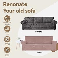 Vista 128 de WEERRW Fundas de terciopelo para sofá de 2 cojines, fundas de sofá de felpa de terciopelo de lujo de alta elasticidad, con parte inferior elástica