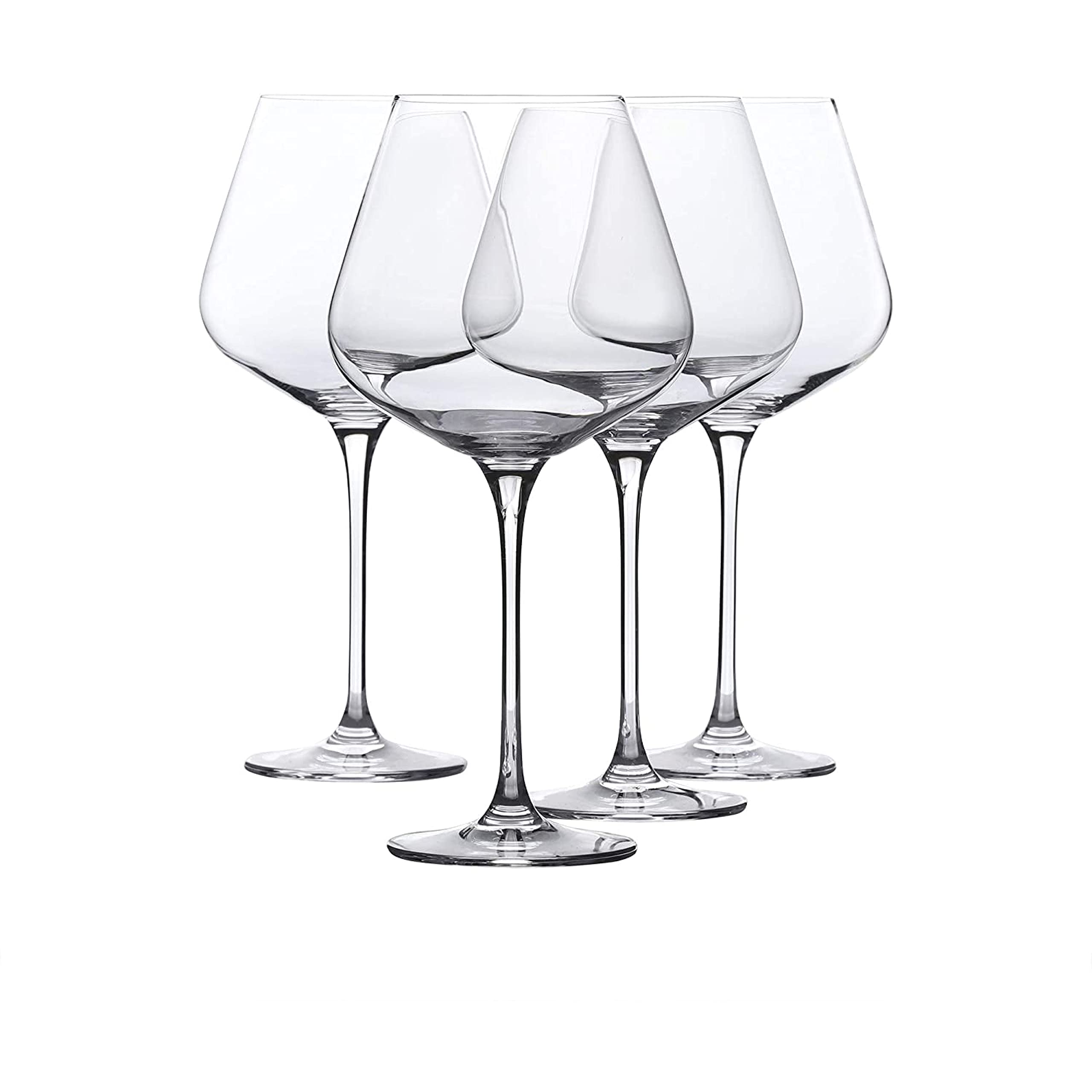 WHOLE HOUSEWARESWine Glasses Set of 4 | Hand Blown Italian Style Crystal Clear Glass with Stem | Red Wine Glasses Lead-Free Premium Glasses as Gift Sets (25 oz)