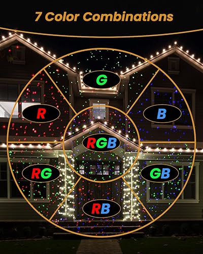 Miniatura 2 de Luces láser de Navidad para exteriores, proyector de luz RGB (rojo, verde, azul) con control remoto RF y temporizador para fiestas y bodas, luces de