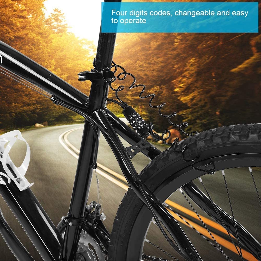 Candado de combinación, candado con código de candado, candado, candado for bicicleta de 1,2 m, candado for maleta, candado de aleación de acero portátil de 4 dígitos, candado de combinación reiniciab