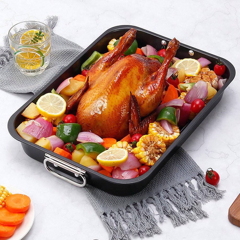Bandeja Para Hornear Horno Antiadherente De 15 Pulgadas Con Rejilla De Enfriamiento Para Hornear Pan De Pastel, Sartén Para Asar De Acero Al Carbono Profesional Con Rejilla Antiadherente
